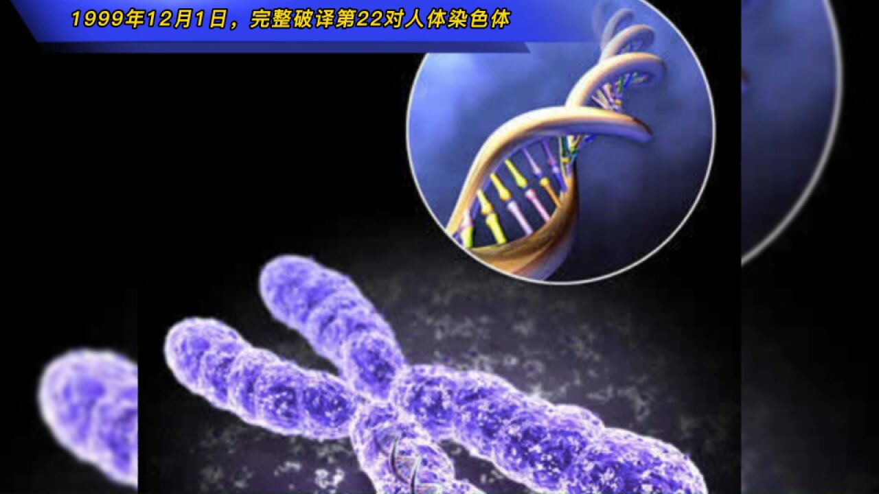 1999年12月1日,科学家完整破译第22对人体染色体遗传密码