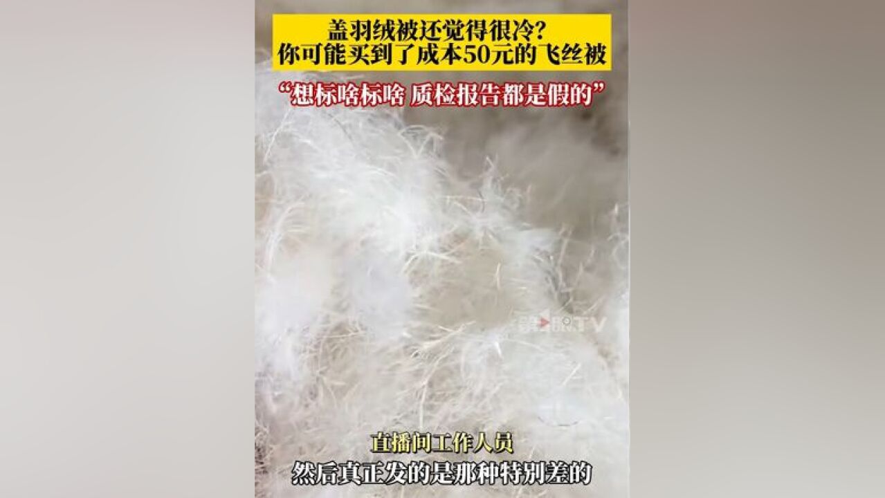 盖羽绒被还觉得很冷?你可能买到了成本50元的飞丝被!商家直呼“展示的是真的好绒,发的货是假的特别差的