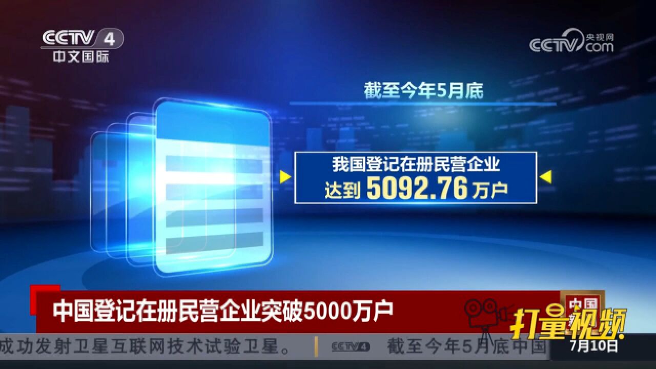 截至今年5月底中国登记在册民营企业突破5000万户