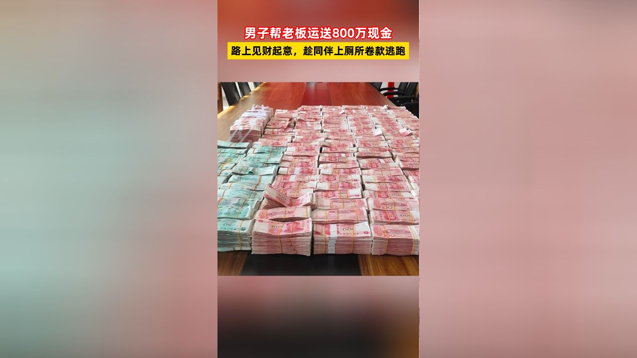 男子帮老板运送800万现金,路上见财起意,趁同伴上厕所卷款逃跑