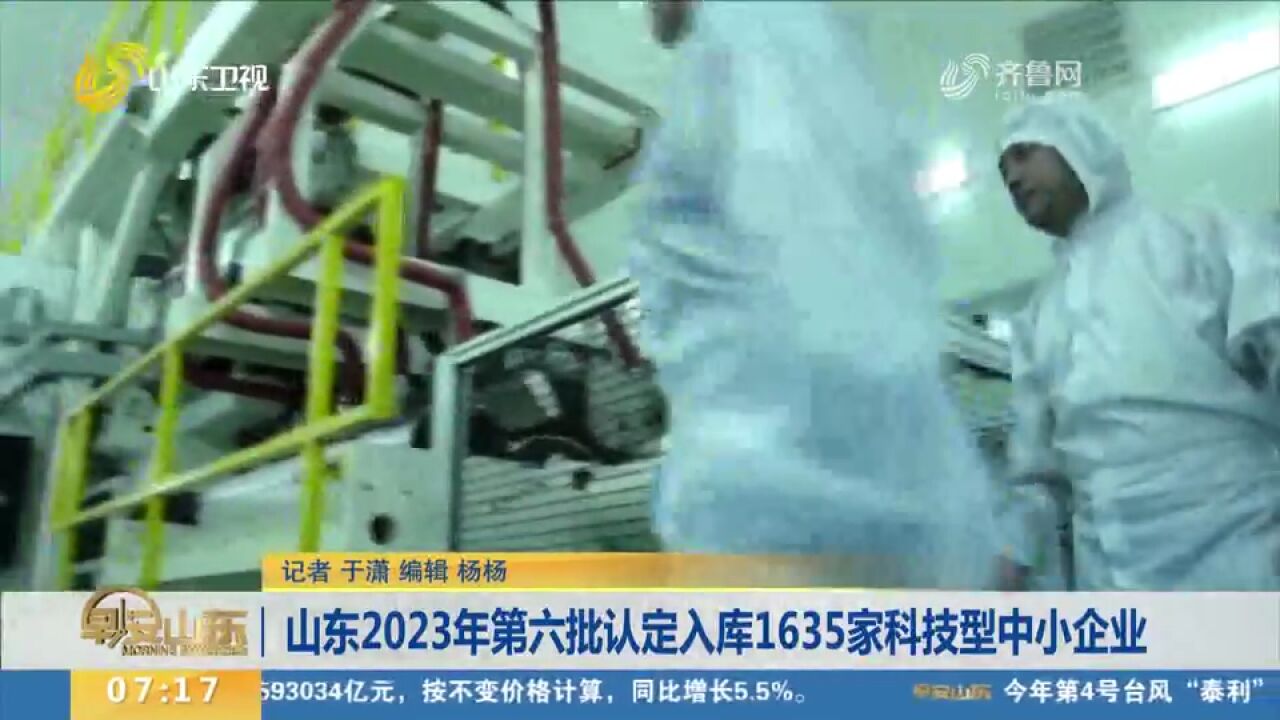 山东2023年第六批认定入库1635家科技型中小企业,涵盖多个领域