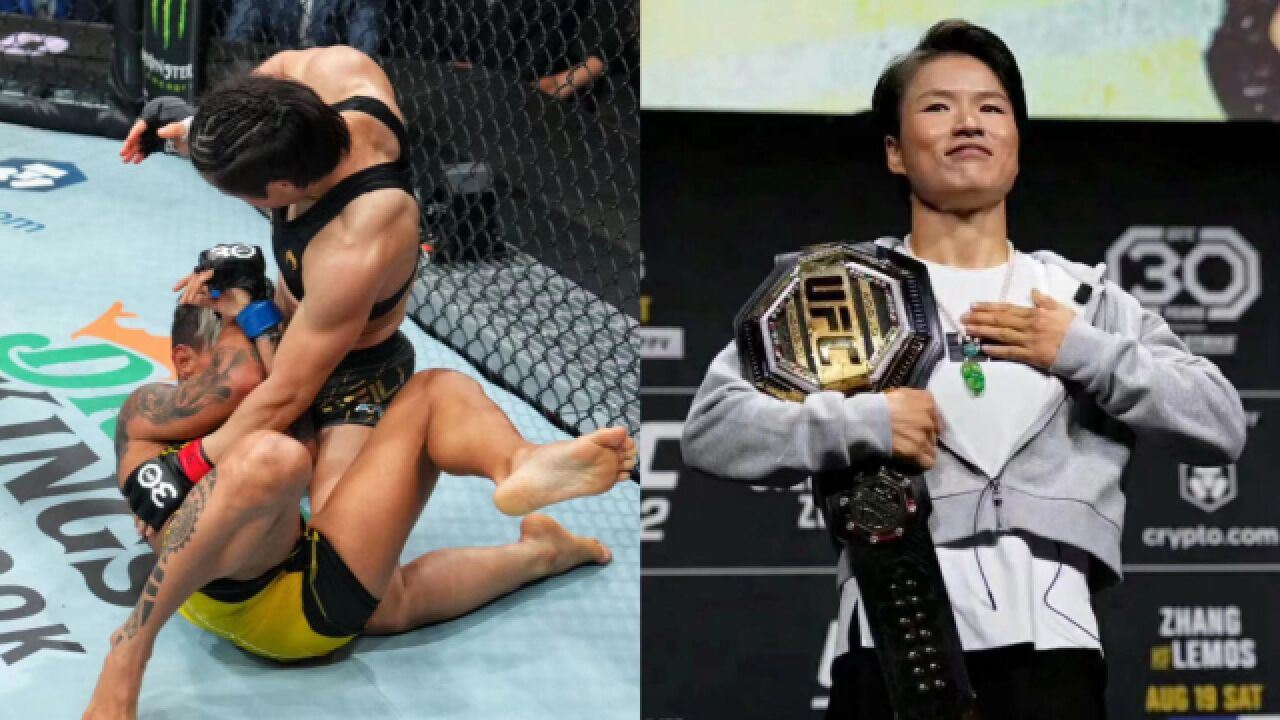 32岁张伟丽碾压对手卫冕UFC草量级金腰带!打击数296比29创历史纪录