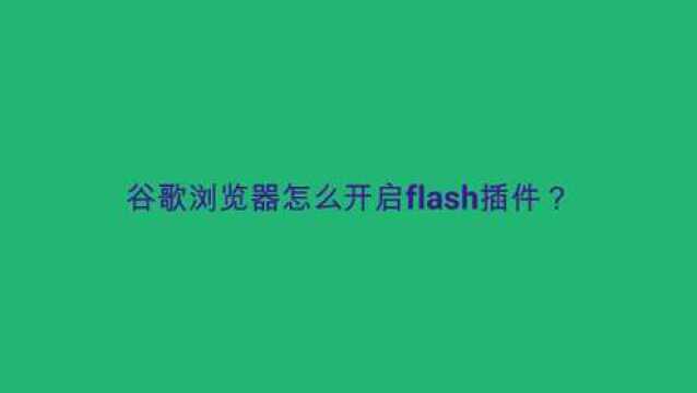 谷歌浏览器怎么开启flash插件?