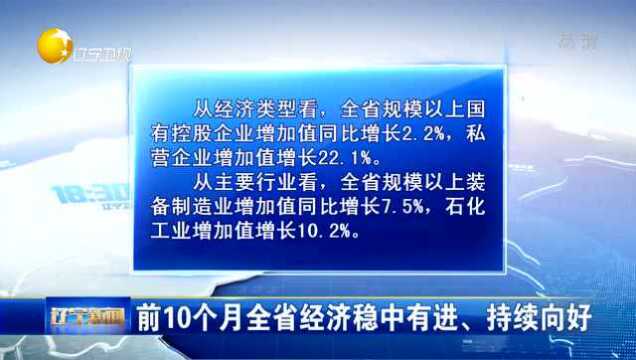 辽宁:前10个月全省经济稳中有进、持续向好