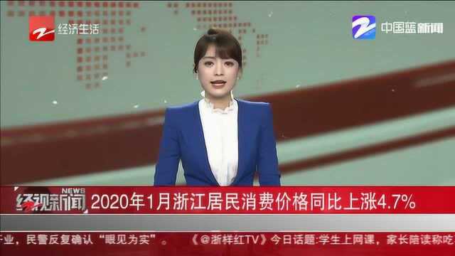 2020年1月浙江居民消费价格同比上涨4.7%