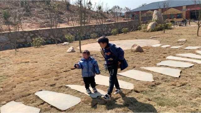 宝妈带小天天去奶牛场玩,好多奶牛啊,都想喝奶了,妈妈上哪了呢