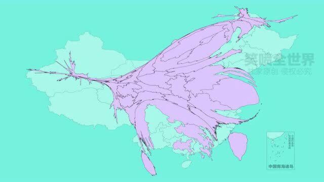 全国34省份人口密度变形地图,西部瘦脱相