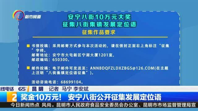 奖金10万元! 安宁八街公开征集发展定位语