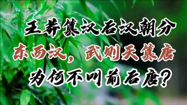 王莽篡汉后汉朝分东西汉,武则天篡唐为何不叫前后唐?