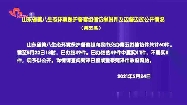 山东省第八生态环境保护督察组信访举报件及边督边改公开情况(第五批)