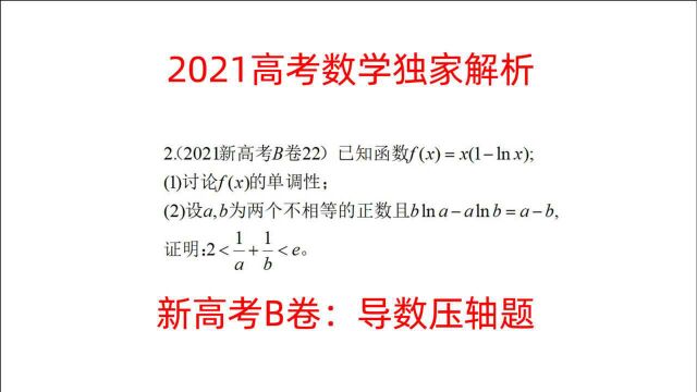 2021年高考数学解读,新高考B卷导数大题