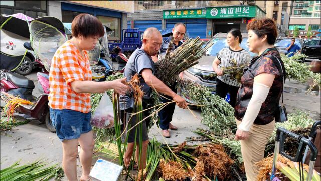 衡阳人的端午:农贸市场上,艾叶菖蒲购销两旺,2元一根(把)