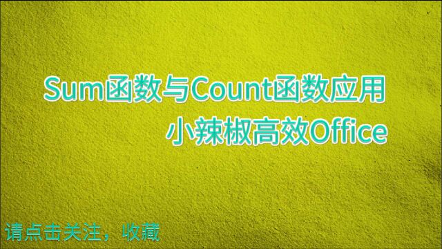 常用函数Sum、Count以及CountA函数Excel函数入门教程(适合Office及WPS)