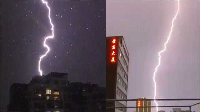 深圳遭雷雨大风袭击:风急雨骤雷声震耳 紫色闪电划过夜空