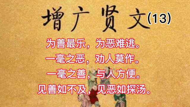 丁丁讲增广贤文13,见善如不及,见恶如探汤.