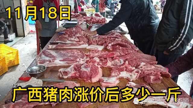 广西猪肉价格涨价太吓人,实拍11月18日价格多少钱一斤?大吃一惊