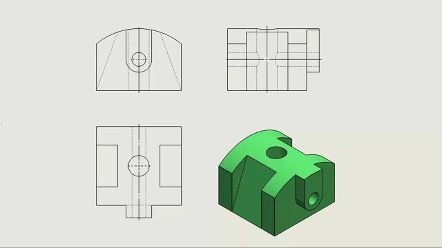 机械制图组合体三视图绘制剖视图生成SolidWorks三维建模学习参考