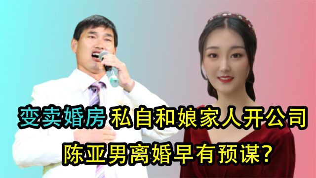 陈亚男婚后半年变卖婚房,和娘家人私自开公司,离婚早有预谋?