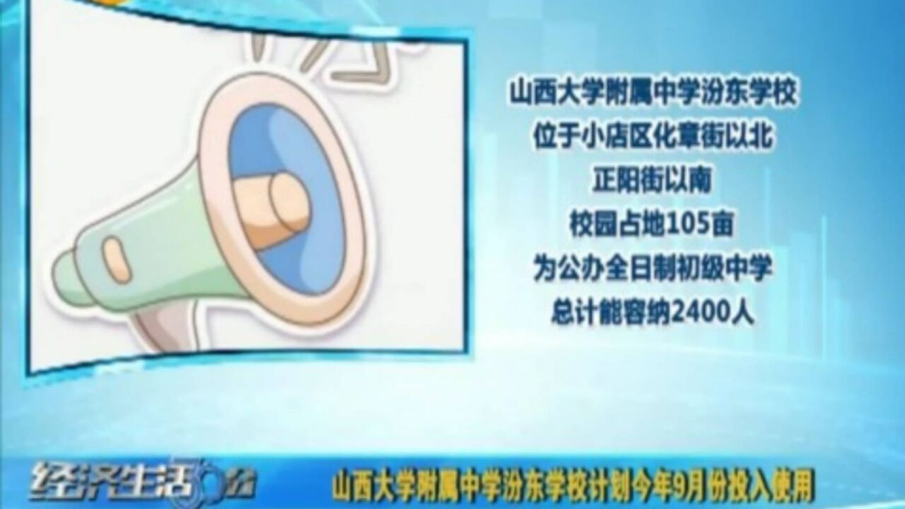 山西大学附属中学汾东学校计划今年9月份投入使用