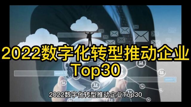 2022数字化转型推动企业Top30