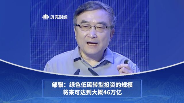 邹骥:绿色低碳转型投资的规模将来可达到大概46万亿