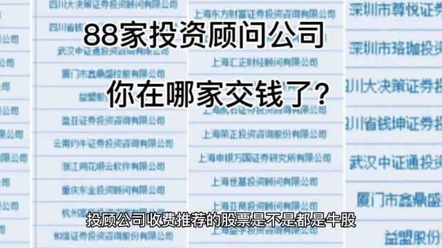 享受这88家公司服务的用户看了吗?麟龙科技 汇正财经 中广资本 万隆投顾 巨丰投顾等