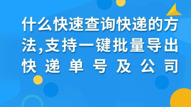 如何快速查询每个快递单号的物流,并导出表格?