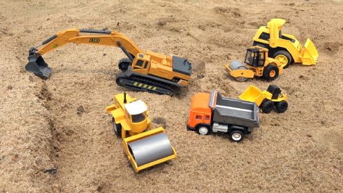 工程车启蒙：挖掘机、翻斗车、挖土机、铲车，儿童汽车玩具