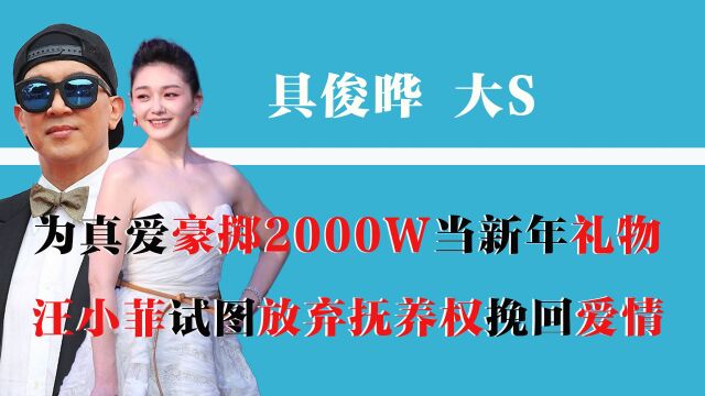 网传大S三胎造娃成功,为具俊晔豪掷2000W创业基金,汪小菲彻底凉凉