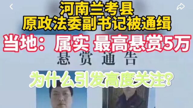 河南兰考县原政法委副书记被悬赏5万通缉,为什么会引发高度关注?