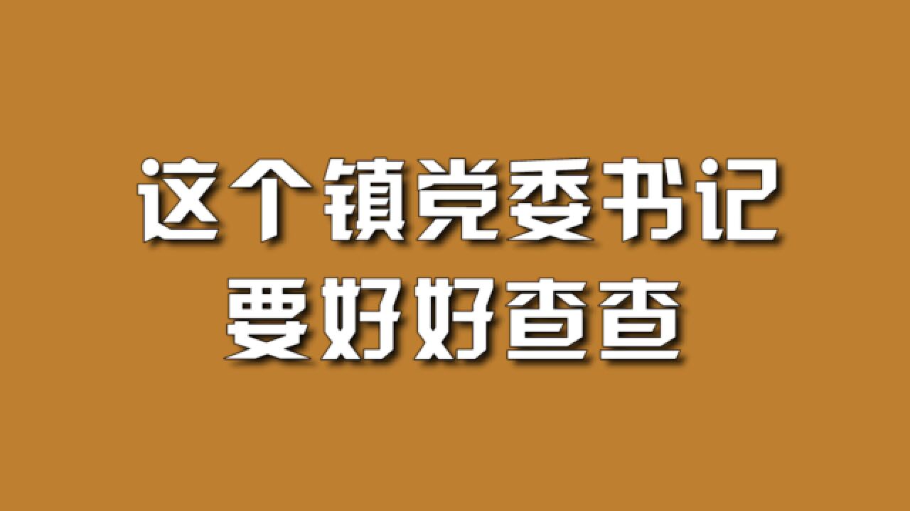 这个镇党委书记,要好好查查.