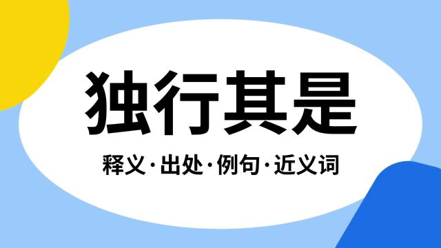 “独行其是”是什么意思?