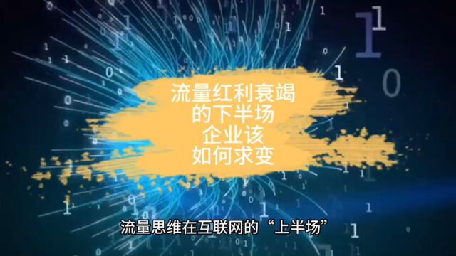 流量红利衰竭的下半场,企业该如何求变?