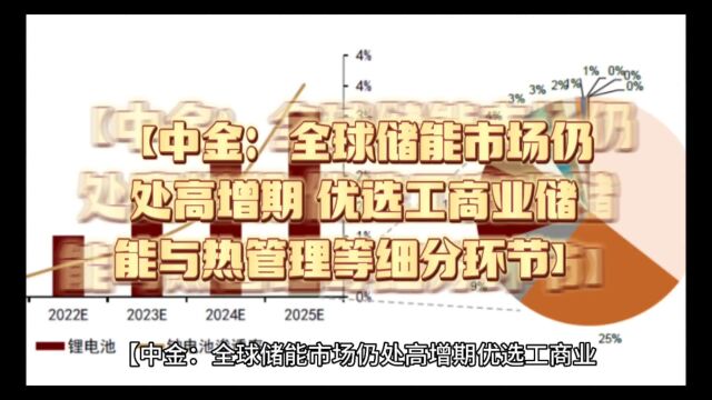 【中金:全球储能市场仍处高增期 优选工商业储能与热管理等细分环节】