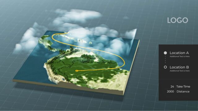 AE模板 | 3D全世界地图路线创建宣传片