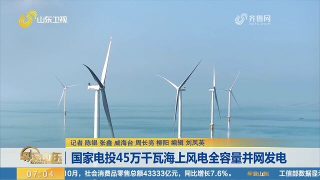 国家电投45万千瓦海上风电全容量并网发电,项目位于乳山南侧海域