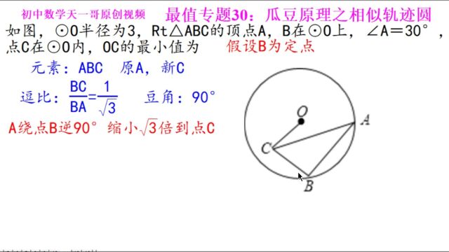 初中数学几何最值专题30.11:瓜豆原理相似轨迹圆(视频10逆瓜豆)