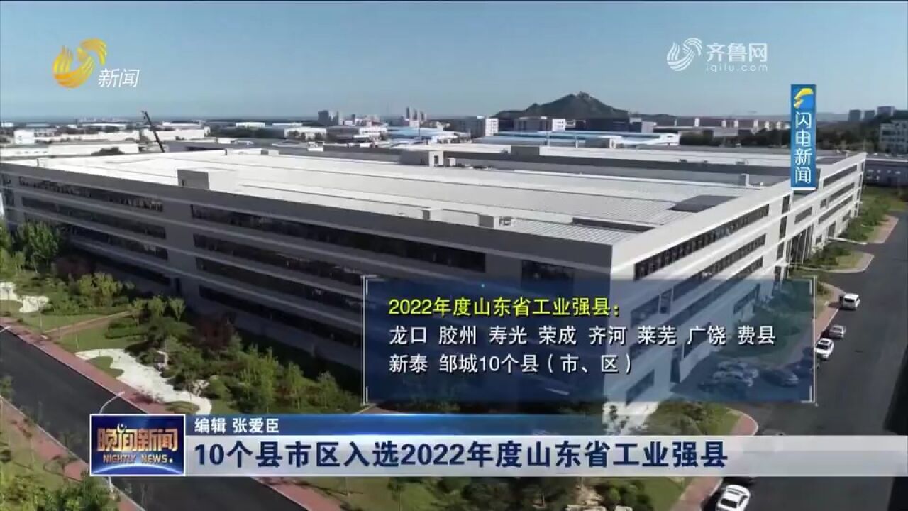 龙口、胶州、寿光等10个县市区入选2022年度山东省工业强县