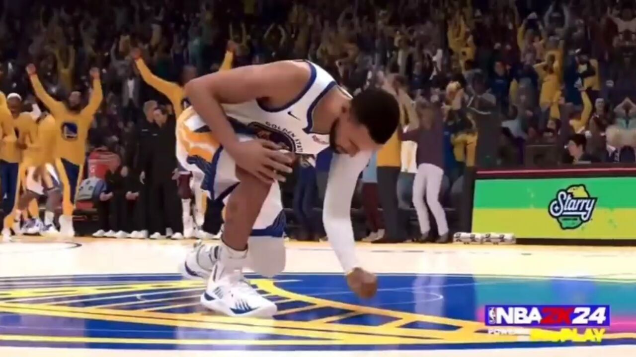 NBA2K24预告片:库里压哨三分捶地庆祝 普尔挑衅追梦吐舌庆祝