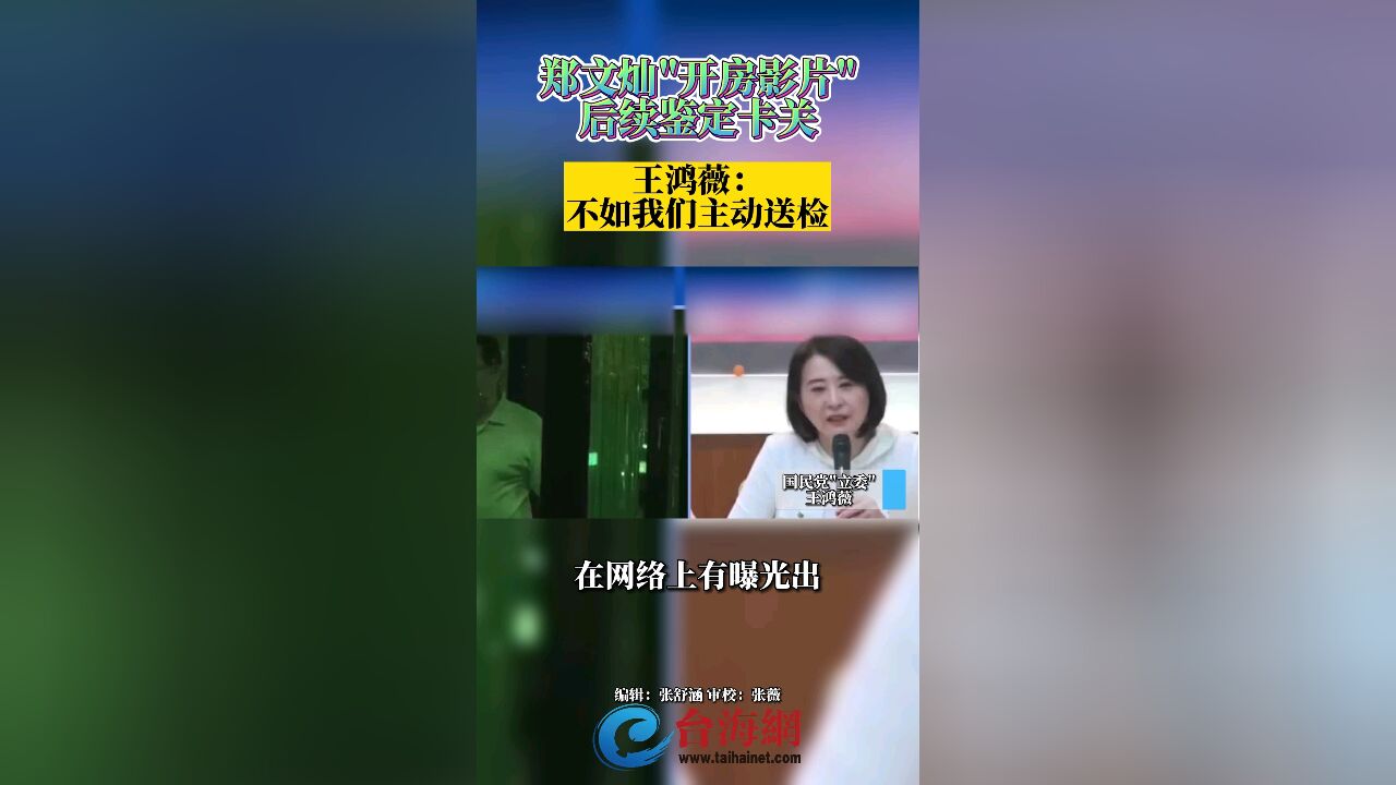 郑文灿"开房影片"后续鉴定卡关 王鸿薇:不如我们主动送检