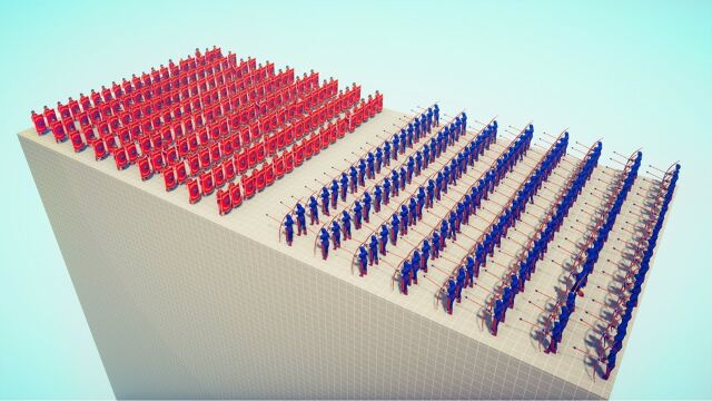 全面战争模拟器 50个持盾单位 VS 50个远程单位