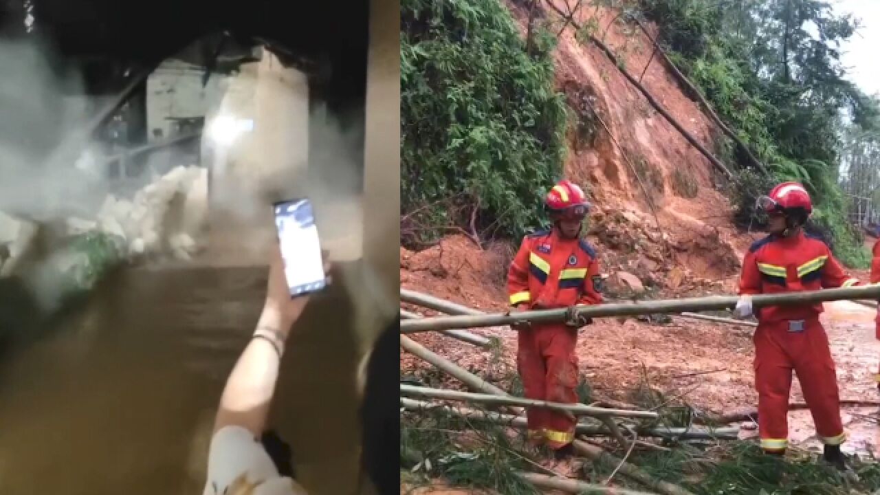 广西玉林特大暴雨部分村镇内涝房屋瞬间倒塌 消防转移受困群众