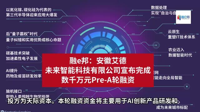 康创基金:安徽艾德未来智能科技有限公司完成数千万元PreA轮融资