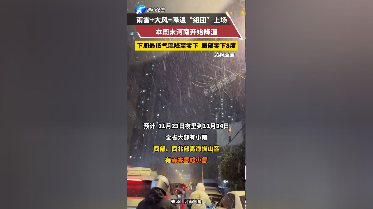 局部零下8度!雨雪、大风、降温“组团”上场 本周末河南开始降温!