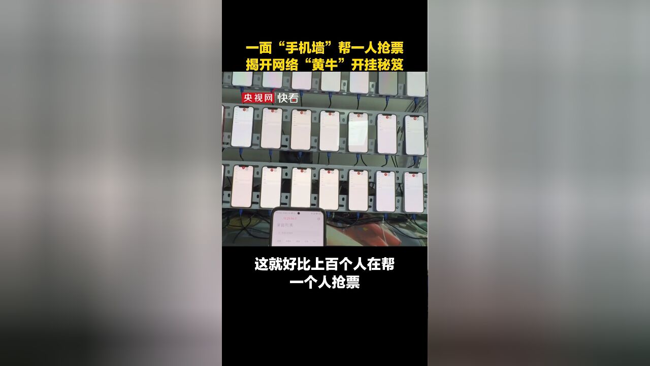 揭开网络“黄牛”开挂秘笈:一面“手机墙”帮一人抢票,最快1秒可抢票成功