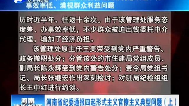 河南省纪委通报四起形式主义官僚主义典型问题(上)