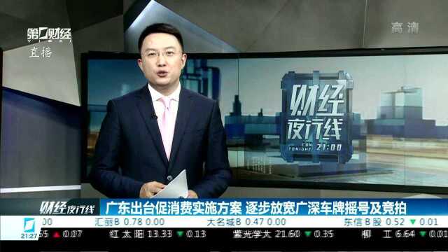 广东出台促消费实施方案 逐步放宽广深车牌摇号及竞拍