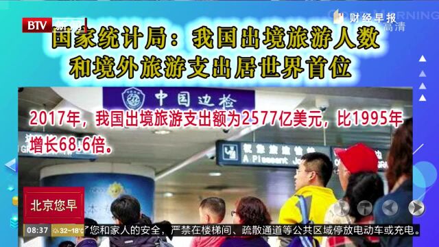 国家统计局:我国出境旅游人数和境外旅游支出居世界首位