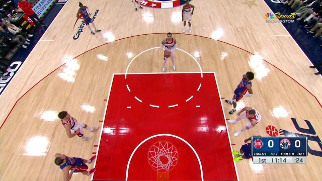 NBA常规赛：活塞vs奇才第1节中文解说回放