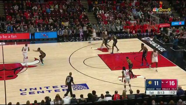  NBA常规赛：步行者vs公牛第1节中文解说回放